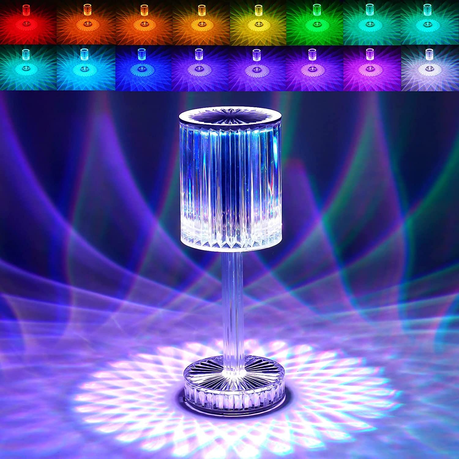 6605 Crystal Table Lamp , Touch Control Atmosphere Nightstand Lamp With USB Charging Line DeoDap 6605 Crystal Table Lamp , Touch Control Atmosphere Nightstand Lamp With USB Charging Line DeoDap